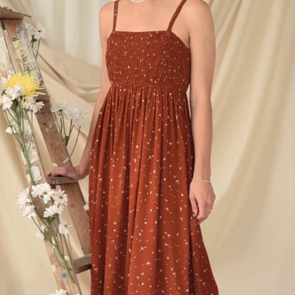 Terracotta Lily Smocked Dress - Picture 1 of 2